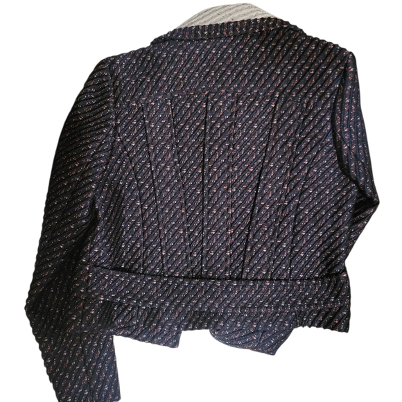 Carven Blue & White with Red Speckles Tweed Women's Jkt S Work Career - Picture 3 of 7